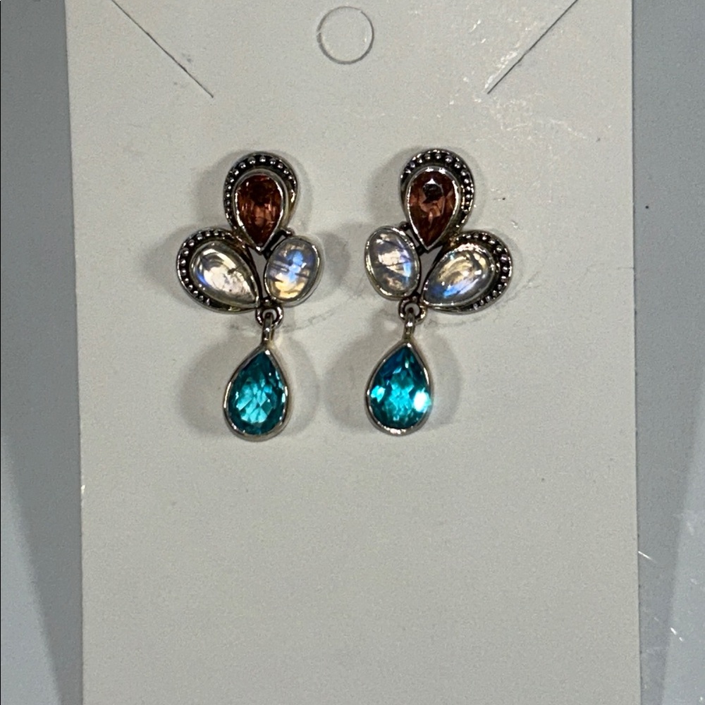 NWOT Nicky Butler Sterling Silver Genuine Gemstone Designer Dangle Earrings